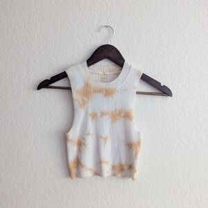 Aerie NWOT Cream Ribbed Tie-dye Crop Tank